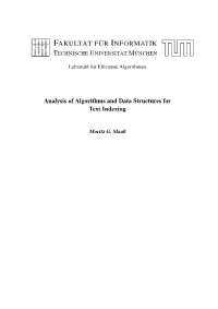 Analysis of Algorithms and Data Structures for Text Indexing