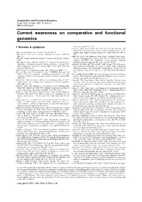 Current Awareness on Comparative and Functional Genomics