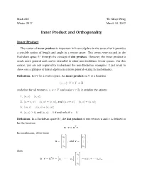 Inner Product and Orthogonality