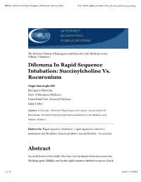 ISPUB - Dilemma in Rapid Sequence Intubation: Succinylcholi