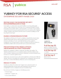 Yubikey for Rsa Securid® Access Enterprise Security Made Easy