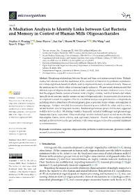 A Mediation Analysis to Identify Links Between Gut Bacteria and Memory in Context of Human Milk Oligosaccharides
