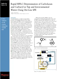 Rapid HPLC Determination of Carbofuran and Carbaryl in Tap and Environmental Waters Using On-Line SPE