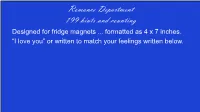 Romance Department 199 Hints and Counting Designed for Fridge Magnets