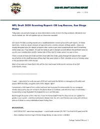 2020 NFL DRAFT SCOUTING REPORT NFL Draft 2020 Scouting