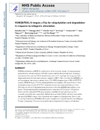 KDM2B/FBXL10 Targets C-Fos for Ubiquitylation and Degradation in Response to Mitogenic Stimulation