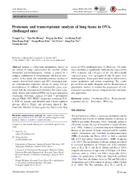 Proteomic and Transcriptomic Analysis of Lung Tissue in OVA-Challenged Mice