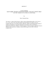 Rick Warren, the Megachurch Movement, and Early Twenty-First Century American Evangelical Discourse