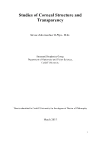 Studies of Corneal Structure and Transparency