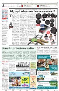 Storage Level in Vaigai Dam Dwindling