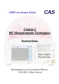 Course 1 RF Measurements Techniques Instructions