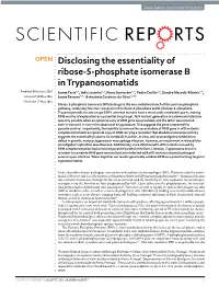 Disclosing the Essentiality of Ribose-5-Phosphate Isomerase B In