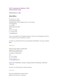 IEEE Transactions on Robotics (T-RO) Editorial Board Listing