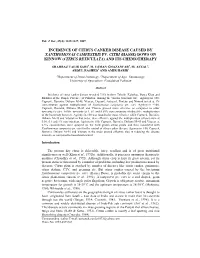 Incidence of Citrus Canker Disease Caused by Xanthomonas Campestris Pv
