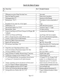 Items for the Library of Congress