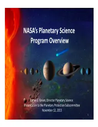 NASA's Planetary Science Program Overview