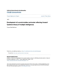 Development of a Social Studies Curriculum Reflecting Howard Gardner's Theory of Multiple Intelligences