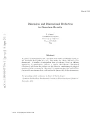 Dimension and Dimensional Reduction in Quantum Gravity