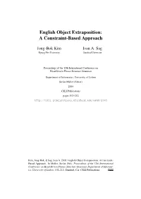 English Object Extraposition: a Constraint-Based Approach