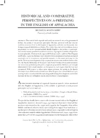 Historical and Comparative Perspectives on A-Prefixing in the English of Appalachia