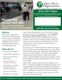 Master the ACAA Part 382: Eliminate Discrimination Cost Is $1,000.00 (US) Per Person Against Travelers with Disabilities Don’T Miss Out