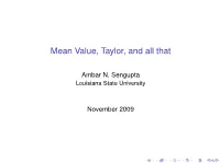 Mean Value, Taylor, and All That