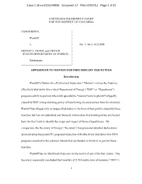 Opposition to Motion for Preliminary Injunction