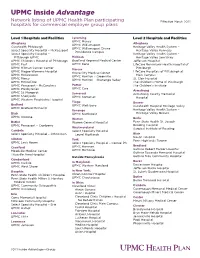 UPMC Inside Advantage Network Listing