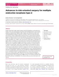 Advances in Risk-Oriented Surgery for Multiple Endocrine Neoplasia Type 2