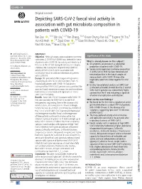 Depicting SARS-Cov-2 Faecal Viral Activity in Association with Gut