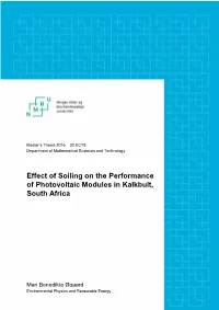 Effect of Soiling on the Performance of Photovoltaic Modules in Kalkbult, South Africa