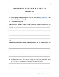 Extension Activities for Yom Hashoah