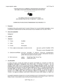 Proposal for Amendment of Appendix I Or II for CITES Cop16