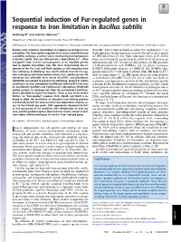 Sequential Induction of Fur-Regulated Genes in Response to Iron Limitation in Bacillus Subtilis