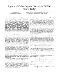 Aspects of Delay-Doppler Filtering in OFDM Passive Radar