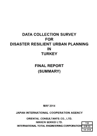 Data Collection Survey for Disaster Resilient Urban Planning in Turkey