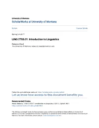 LING 270S.01: Introduction to Linguistics