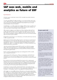 SAP Sees Web, Mobile and Analytics As Future of ERP