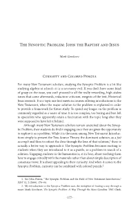 The Synoptic Problem: John the Baptist and Jesus