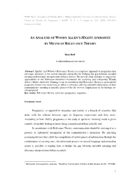 An Analysis of Woody Allen's Mighty Aphrodite by Means