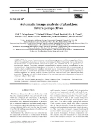 Automatic Image Analysis of Plankton: Future Perspectives