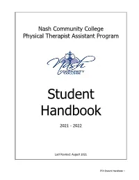 Nash Community College Physical Therapist Assistant Program