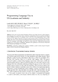 Programming Language Use in US Academia and Industry