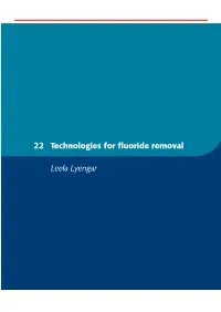 Technologies for Fluoride Removal