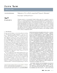 Reduction of O to H O Using Small Polycyclic Molecules