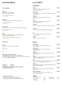 Tasting Menu a La Carte