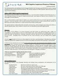 Acknowledgements: Mild Cognitive Impairment Resource Pathway