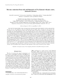Mercury Emissions from Soils and Fumaroles of Nea Kameni Volcanic Centre, Santorini (Greece)