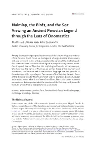 Viewing an Ancient Peruvian Legend Through the Lens of Onomastics Matthias Urban and Rita Eloranta Leiden University Centre for Linguistics, Leiden, the Netherlands