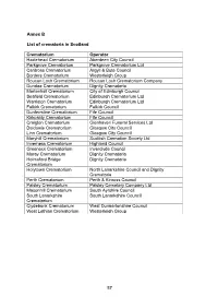 57 Annex B List of Crematoria in Scotland Crematorium Operator